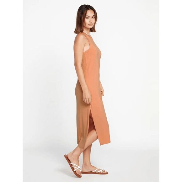 Volcom Stonelight Clay Peach Orangey Racerback Midi Maxi Dress XL - Picture 7 of 8